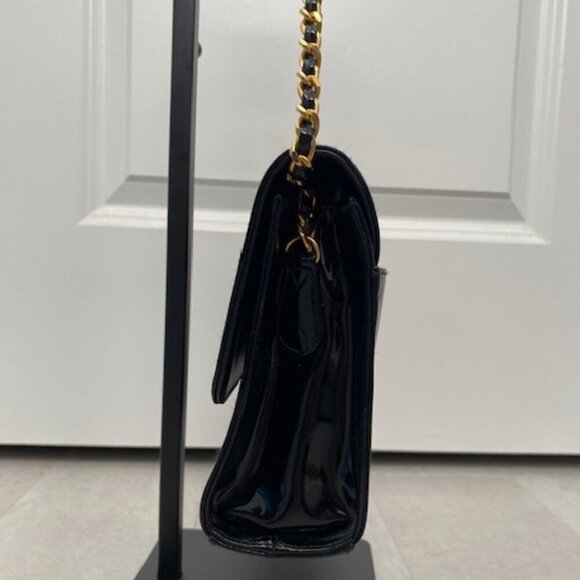 VINTAGE Giani Bernini Black Patent Faux Leather Crossbody Handbag Purse - Picture 10 of 16